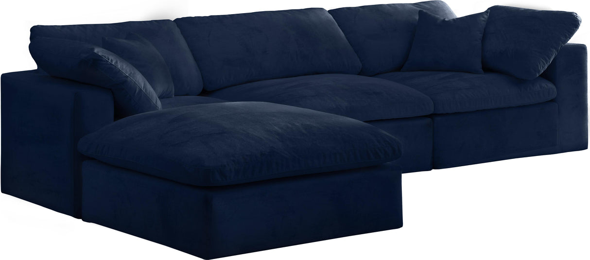 Cozy Navy Velvet Cloud Modular Sectional - galleria furniture outlet