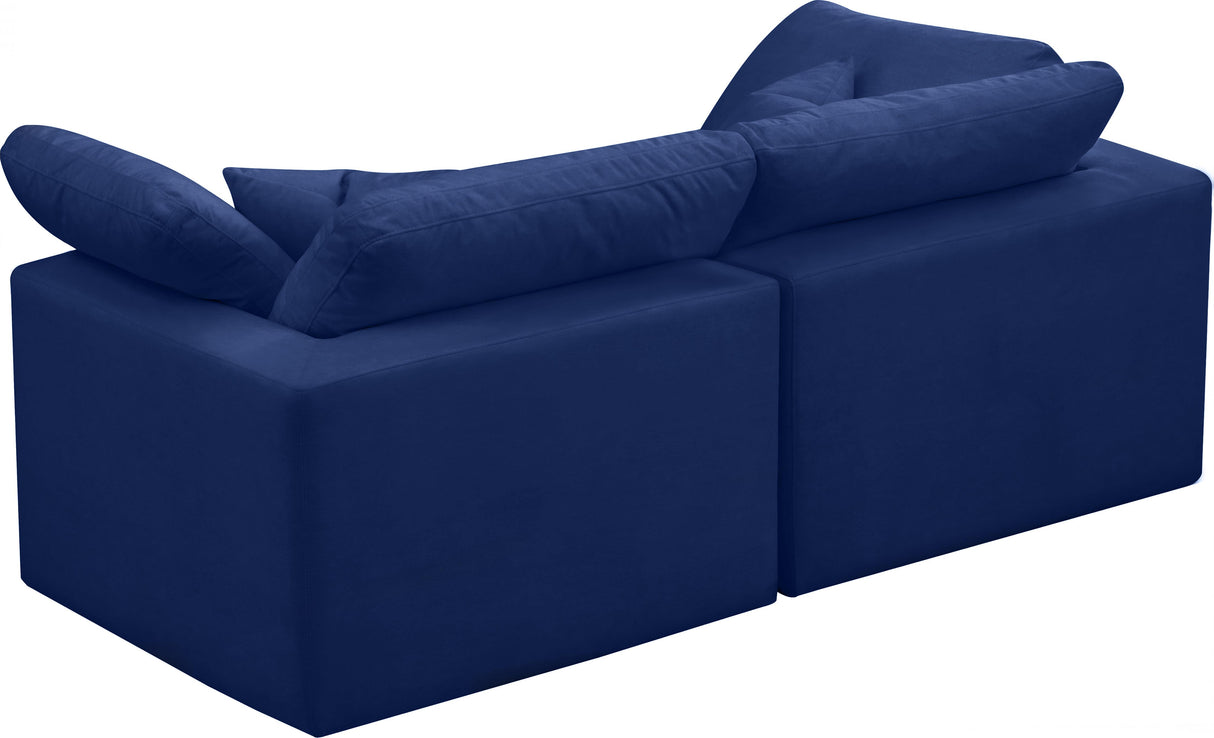 Cozy Navy Velvet Cloud Modular Sofa - galleria furniture outlet