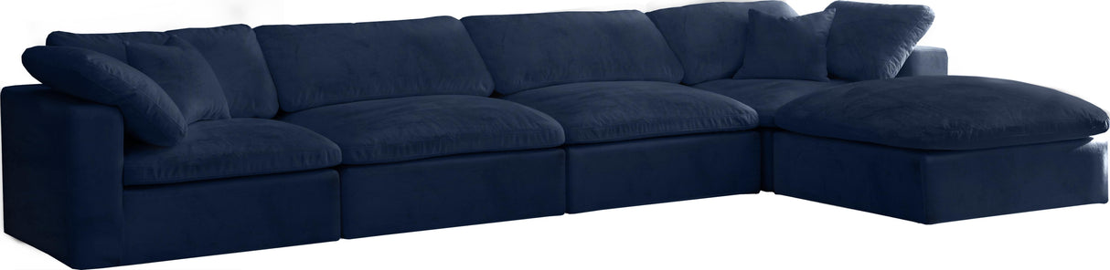 Cozy Navy Velvet Cloud Modular Sectional - galleria furniture outlet