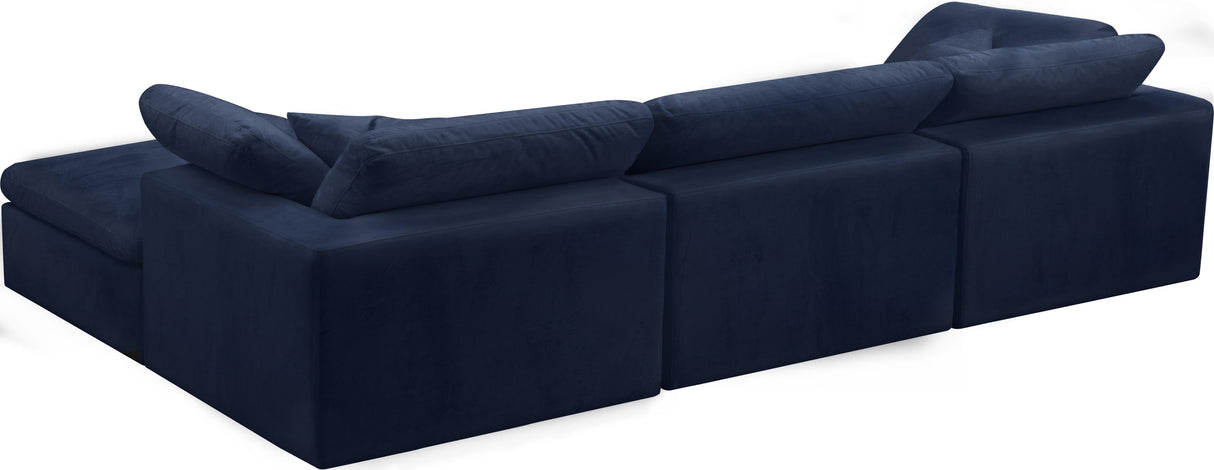 Cozy Navy Velvet Cloud Modular Sectional - galleria furniture outlet