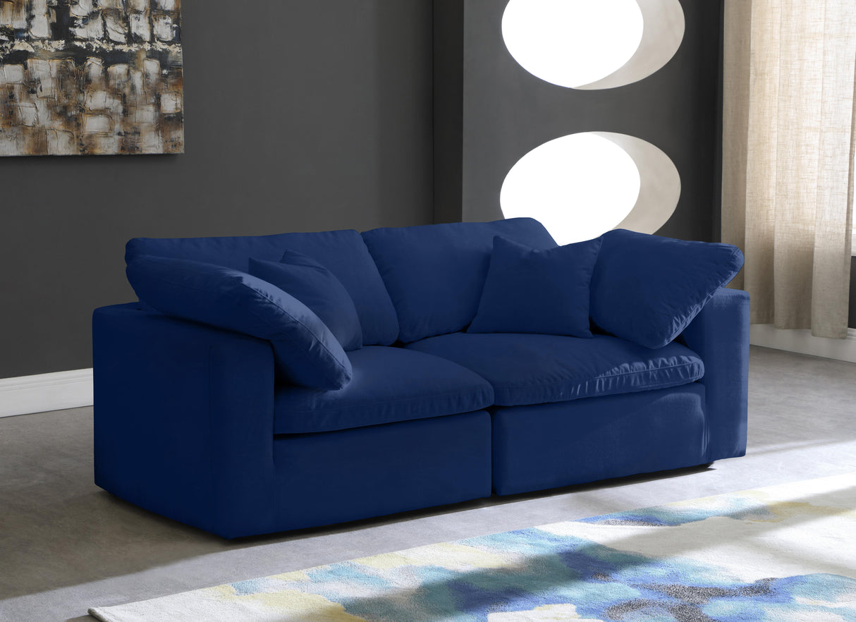 Cozy Navy Velvet Cloud Modular Sofa - galleria furniture outlet