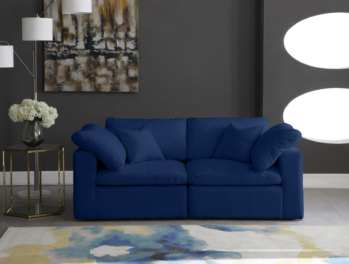 Cozy Navy Velvet Cloud Modular Sofa - galleria furniture outlet