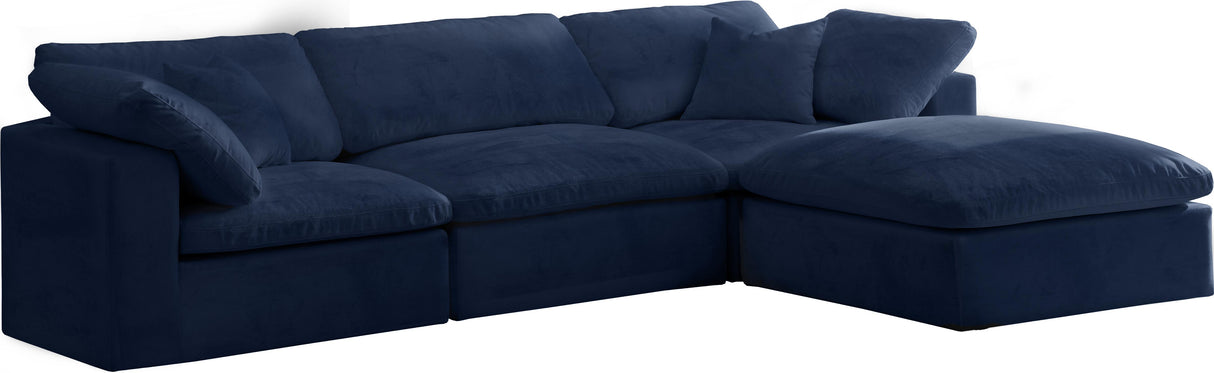 Cozy Navy Velvet Cloud Modular Sectional - galleria furniture outlet