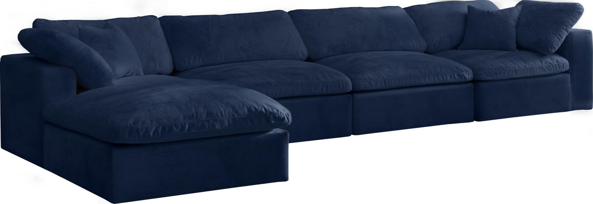 Cozy Navy Velvet Cloud Modular Sectional - galleria furniture outlet