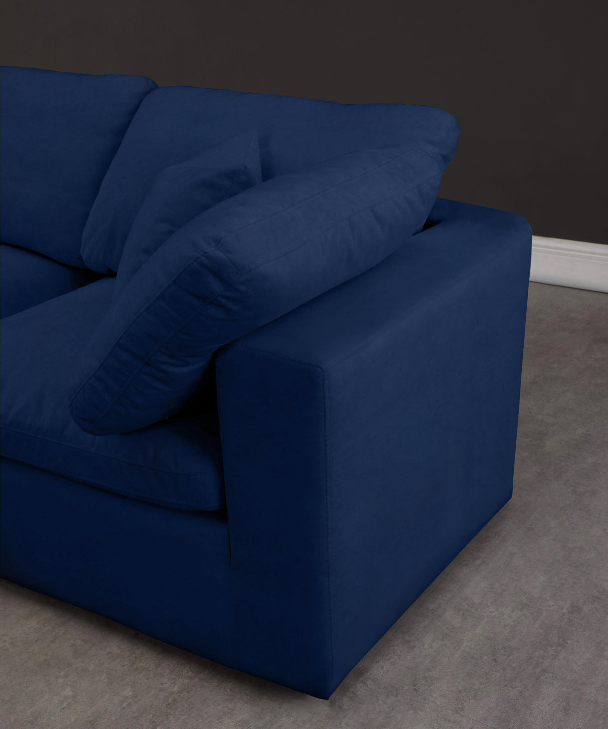 Cozy Navy Velvet Cloud Modular Sofa - galleria furniture outlet