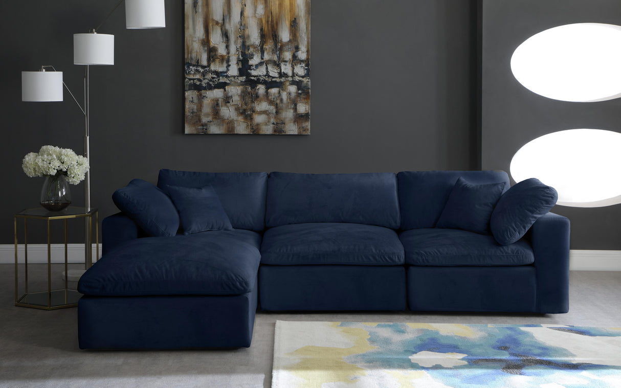 Cozy Navy Velvet Cloud Modular Sectional - galleria furniture outlet