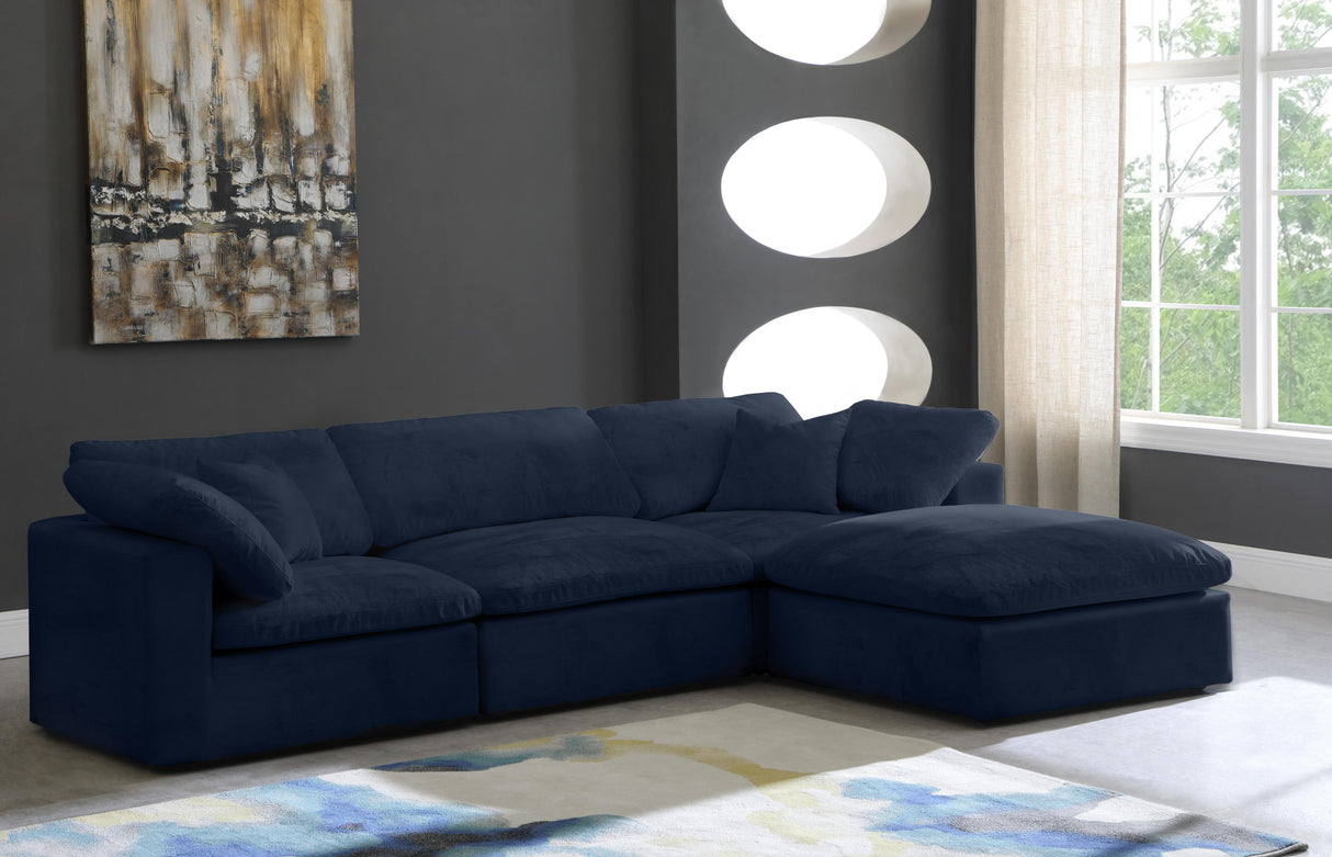 Cozy Navy Velvet Cloud Modular Sectional - galleria furniture outlet