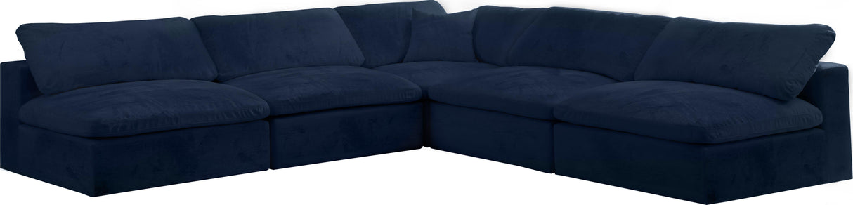 Cozy Navy Velvet Cloud Modular Sectional - galleria furniture outlet