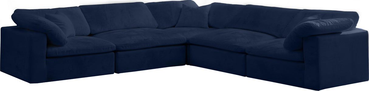 Cozy Navy Velvet Cloud Modular Sectional - galleria furniture outlet