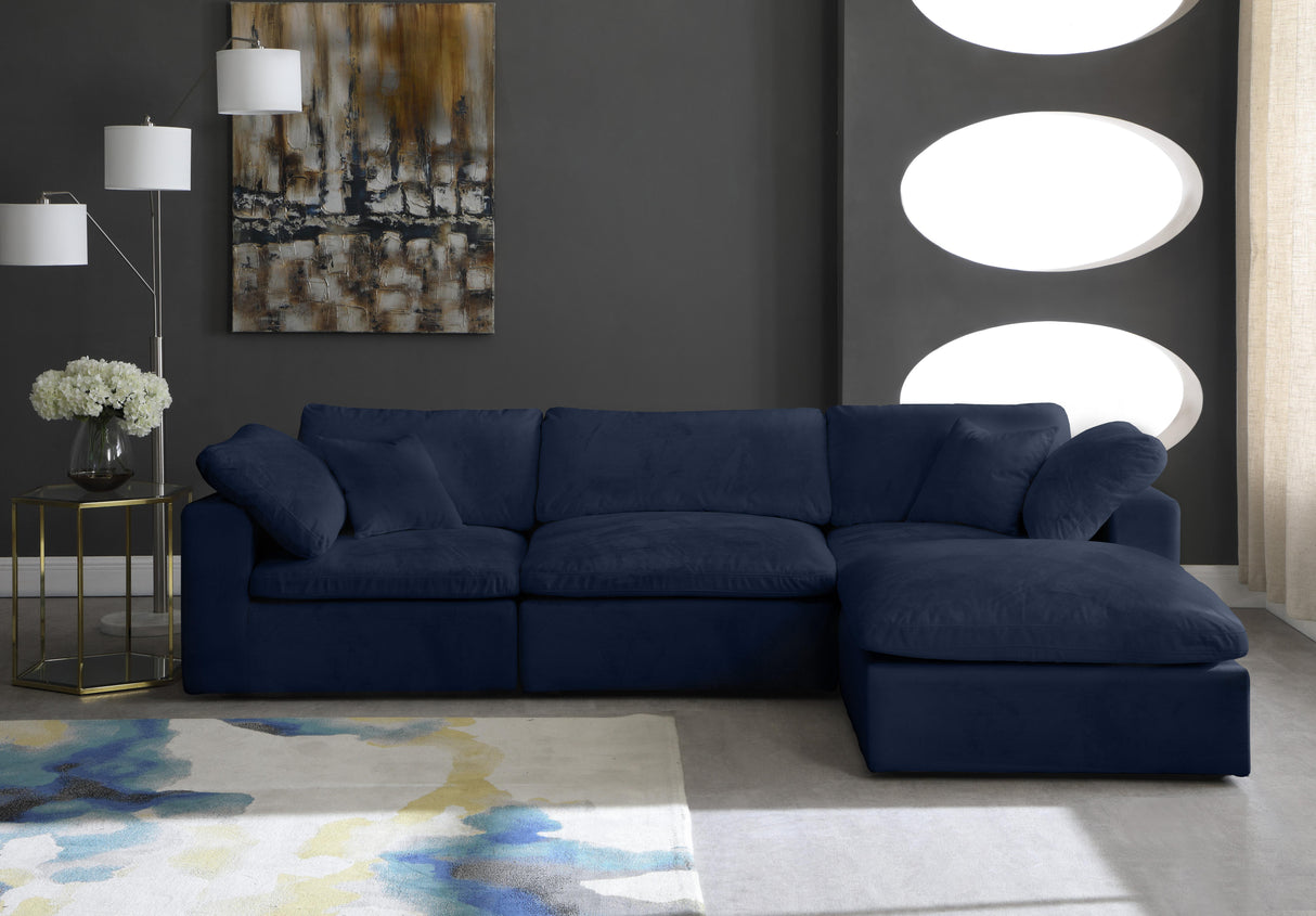 Cozy Navy Velvet Cloud Modular Sectional - galleria furniture outlet