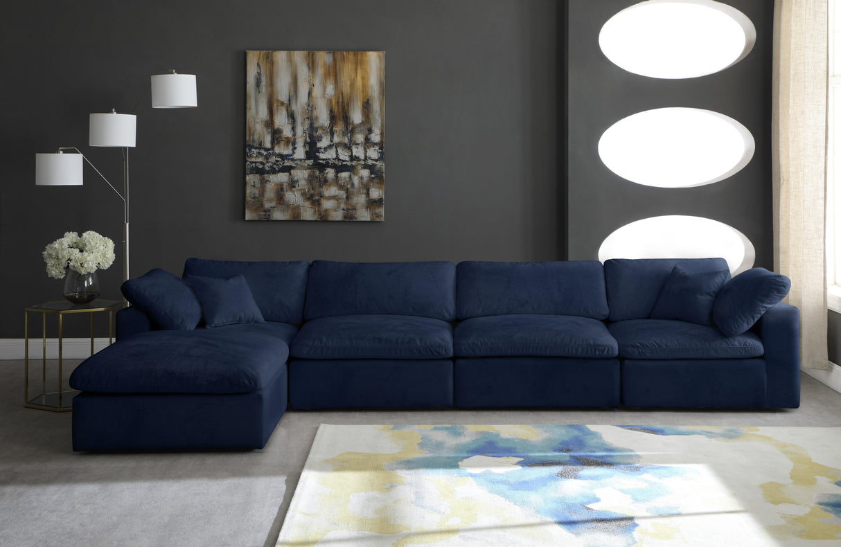 Cozy Navy Velvet Cloud Modular Sectional - galleria furniture outlet