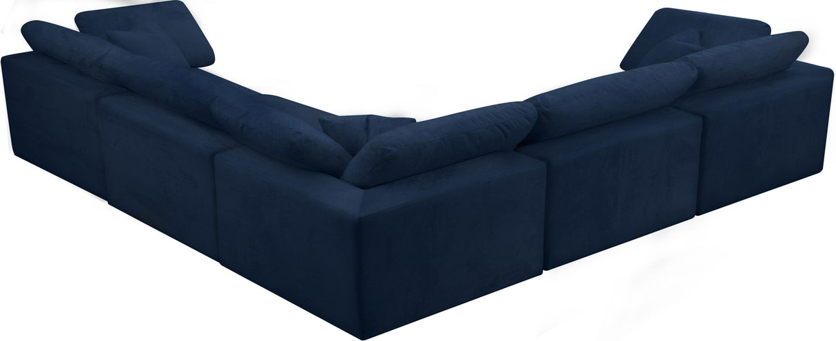 Cozy Navy Velvet Cloud Modular Sectional - galleria furniture outlet
