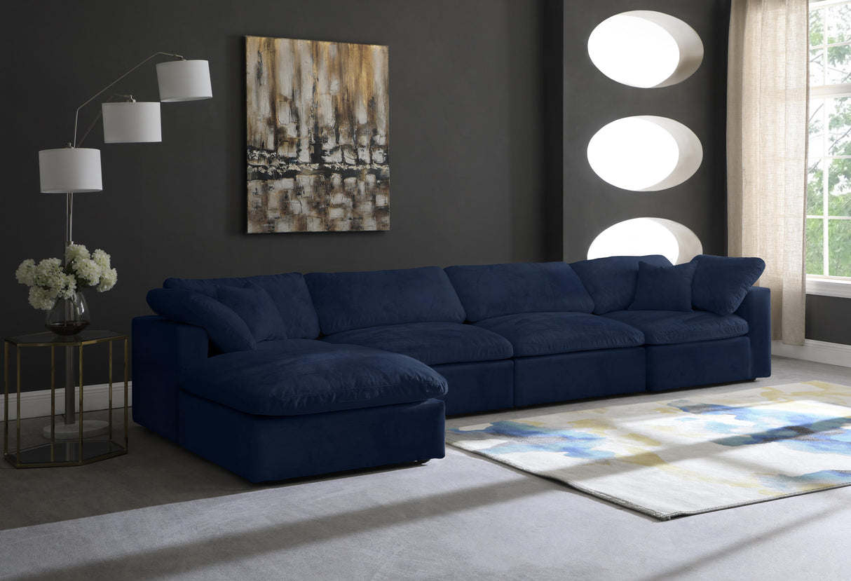 Cozy Navy Velvet Cloud Modular Sectional - galleria furniture outlet