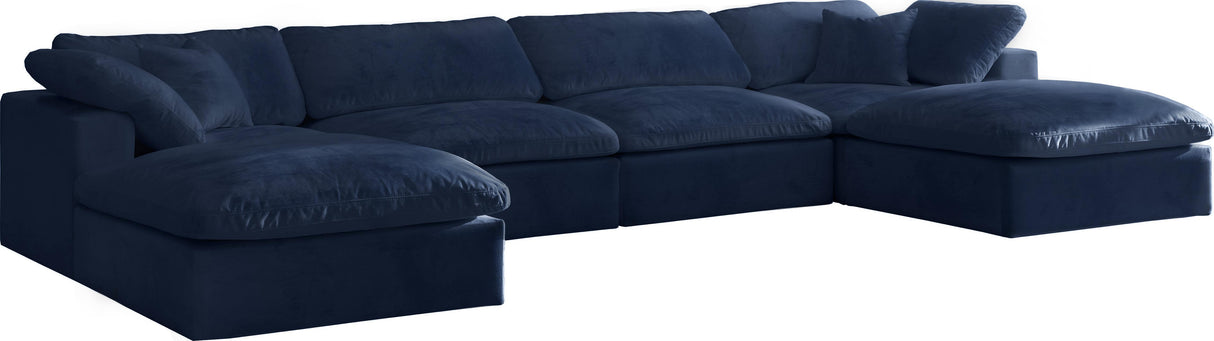 Cozy Navy Velvet Cloud Modular Sectional - galleria furniture outlet