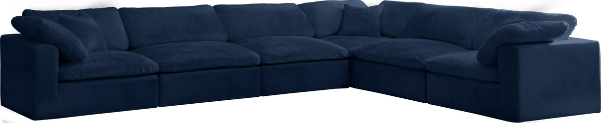 Cozy Navy Velvet Cloud Modular Sectional - galleria furniture outlet