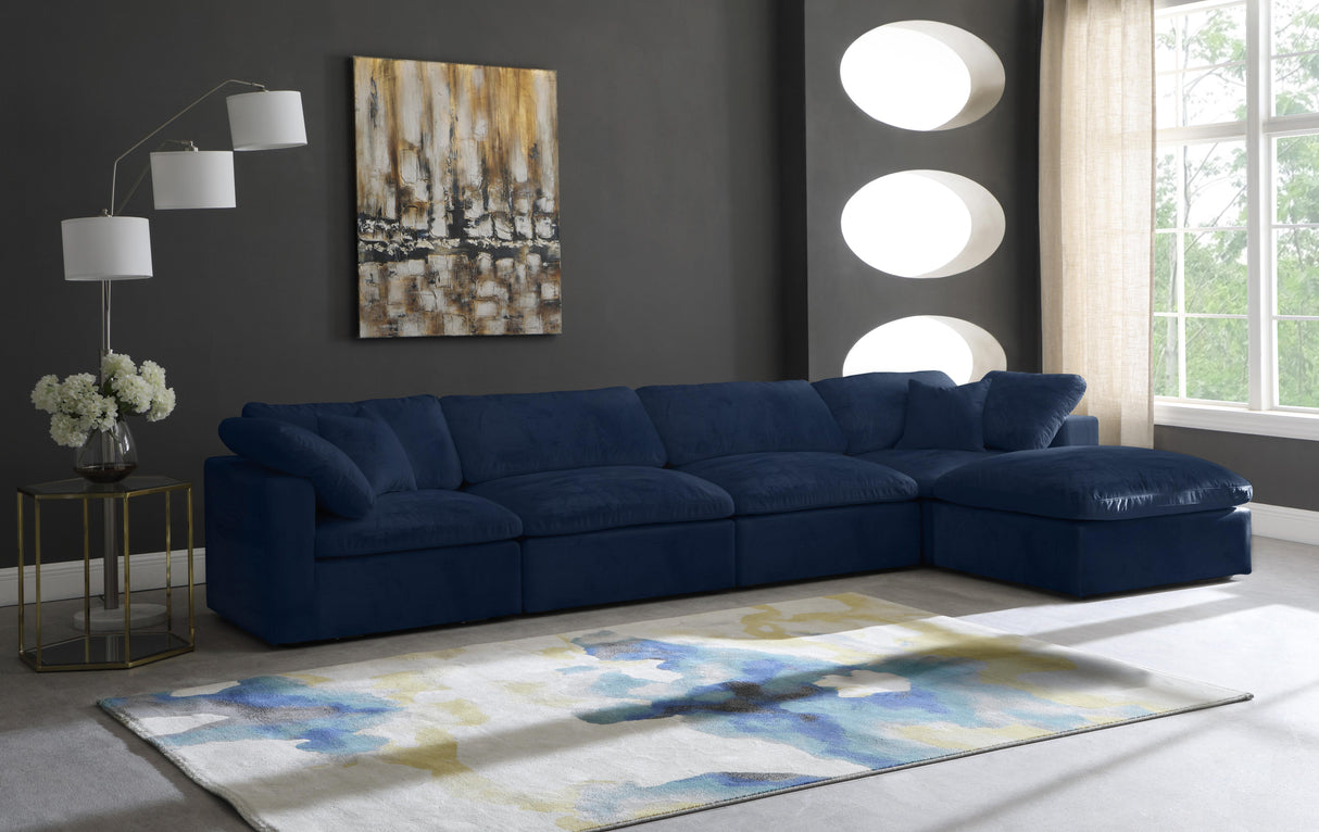 Cozy Navy Velvet Cloud Modular Sectional - galleria furniture outlet