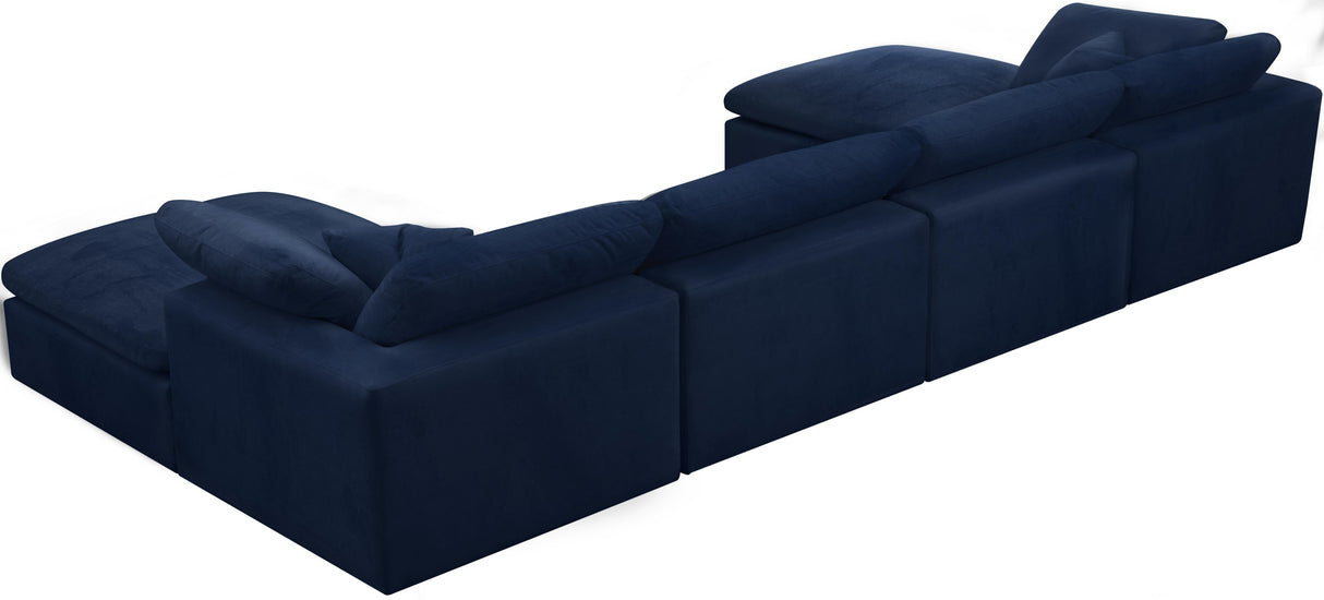 Cozy Navy Velvet Cloud Modular Sectional - galleria furniture outlet