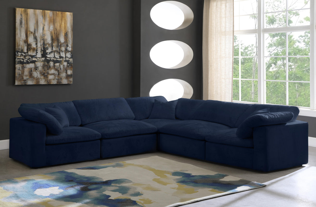 Cozy Navy Velvet Cloud Modular Sectional - galleria furniture outlet