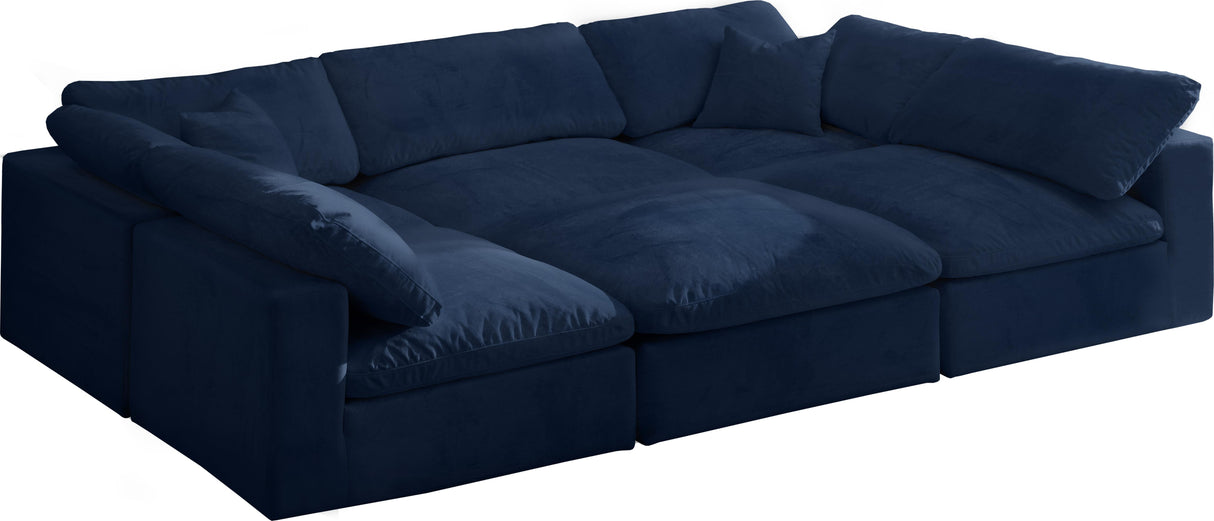 Cozy Navy Velvet Cloud Modular Sectional - galleria furniture outlet