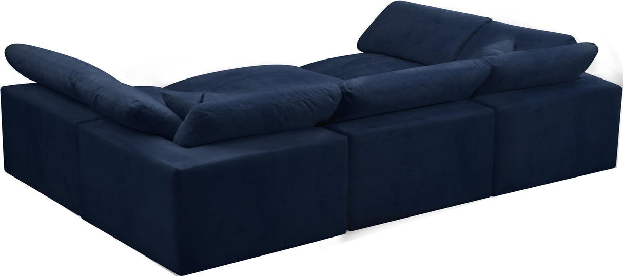 Cozy Navy Velvet Cloud Modular Sectional - galleria furniture outlet