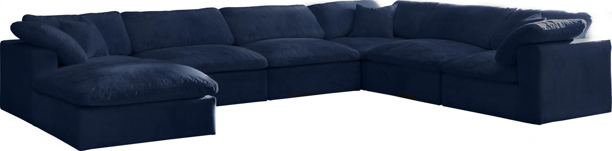 Cozy Navy Velvet Cloud Modular Sectional - galleria furniture outlet