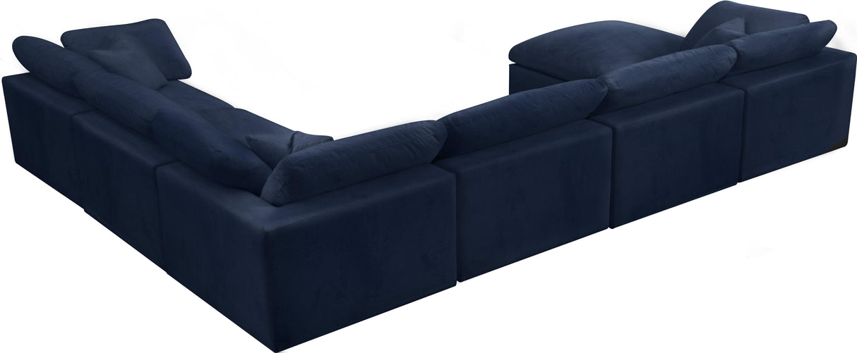 Cozy Navy Velvet Cloud Modular Sectional - galleria furniture outlet