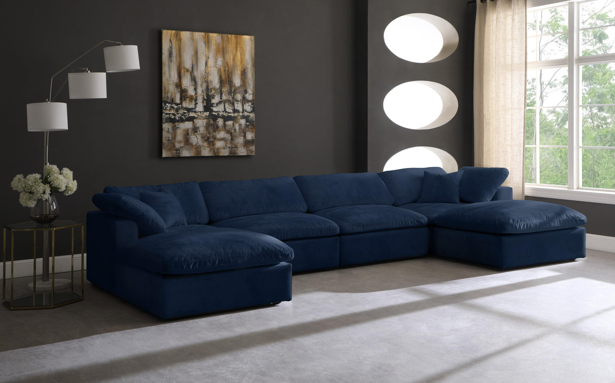Cozy Navy Velvet Cloud Modular Sectional - galleria furniture outlet