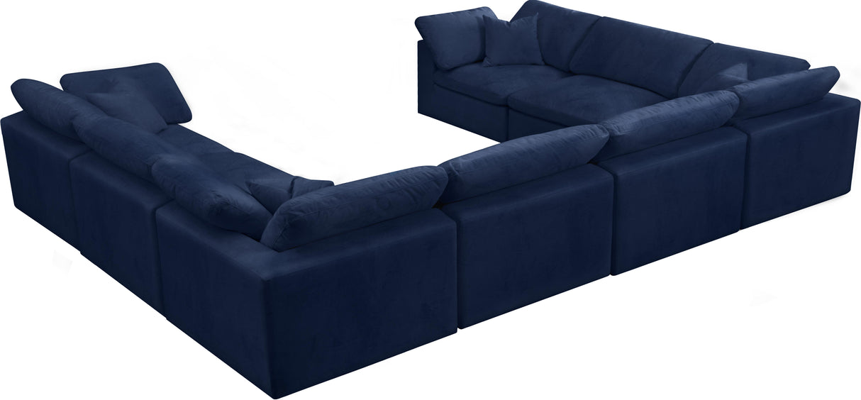Cozy Navy Velvet Cloud Modular Sectional - galleria furniture outlet