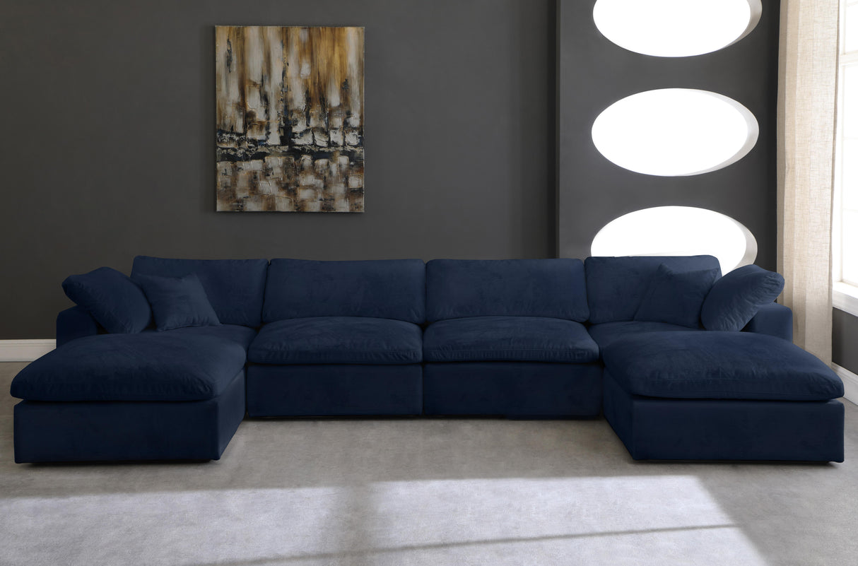 Cozy Navy Velvet Cloud Modular Sectional - galleria furniture outlet