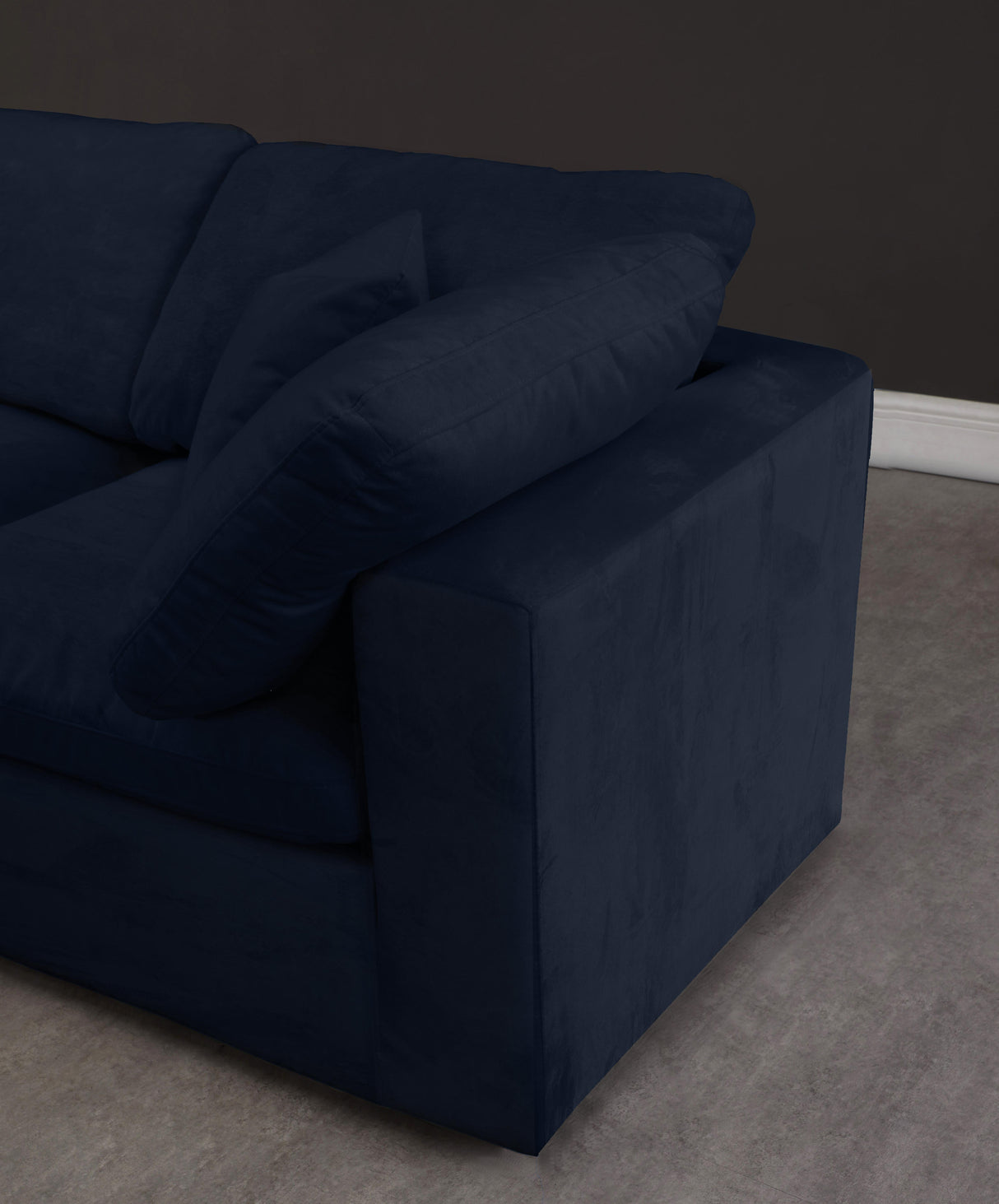 Cozy Navy Velvet Cloud Modular Sofa - galleria furniture outlet