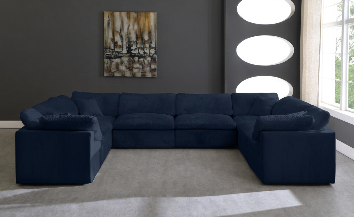 Cozy Navy Velvet Cloud Modular Sectional - galleria furniture outlet