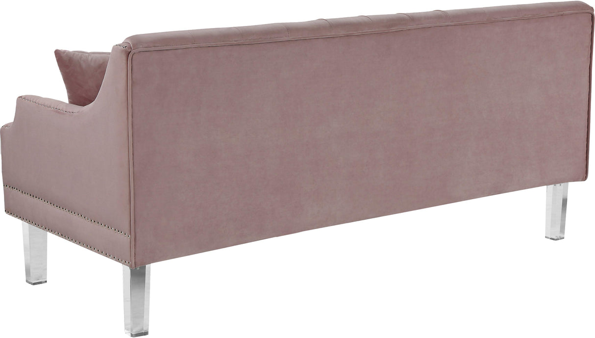 Roxy Pink Velvet Sofa - galleria furniture outlet