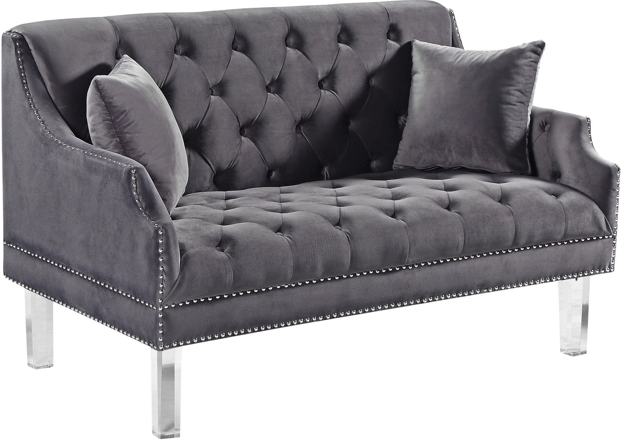 Roxy Grey Velvet Loveseat