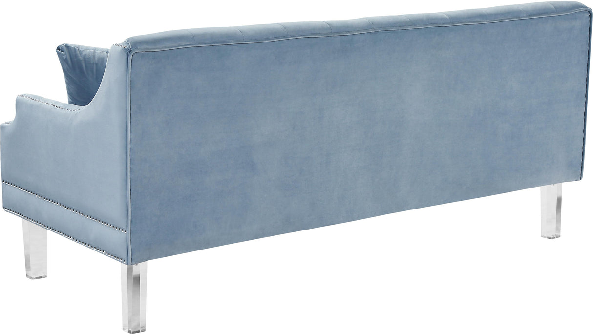 Roxy Sky Blue Velvet Sofa - galleria furniture outlet