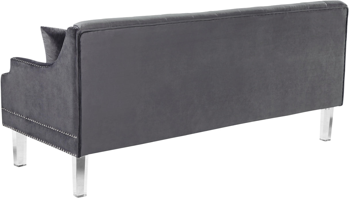 Roxy Grey Velvet Sofa - galleria furniture outlet