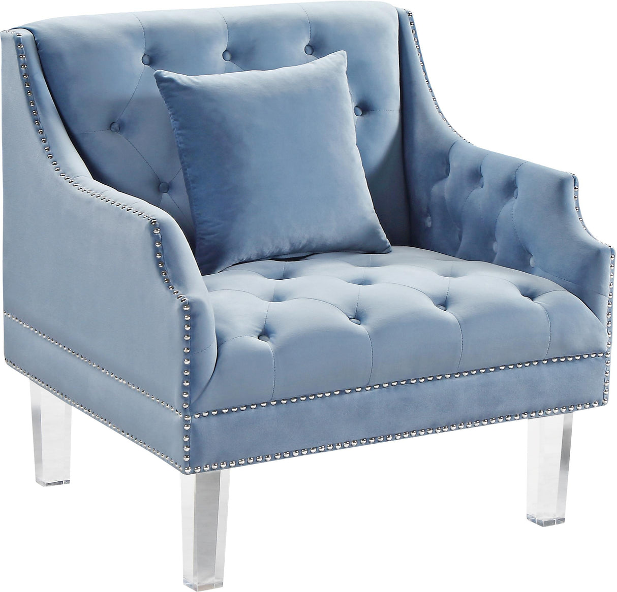 Roxy Sky Blue Velvet Chair - galleria furniture outlet