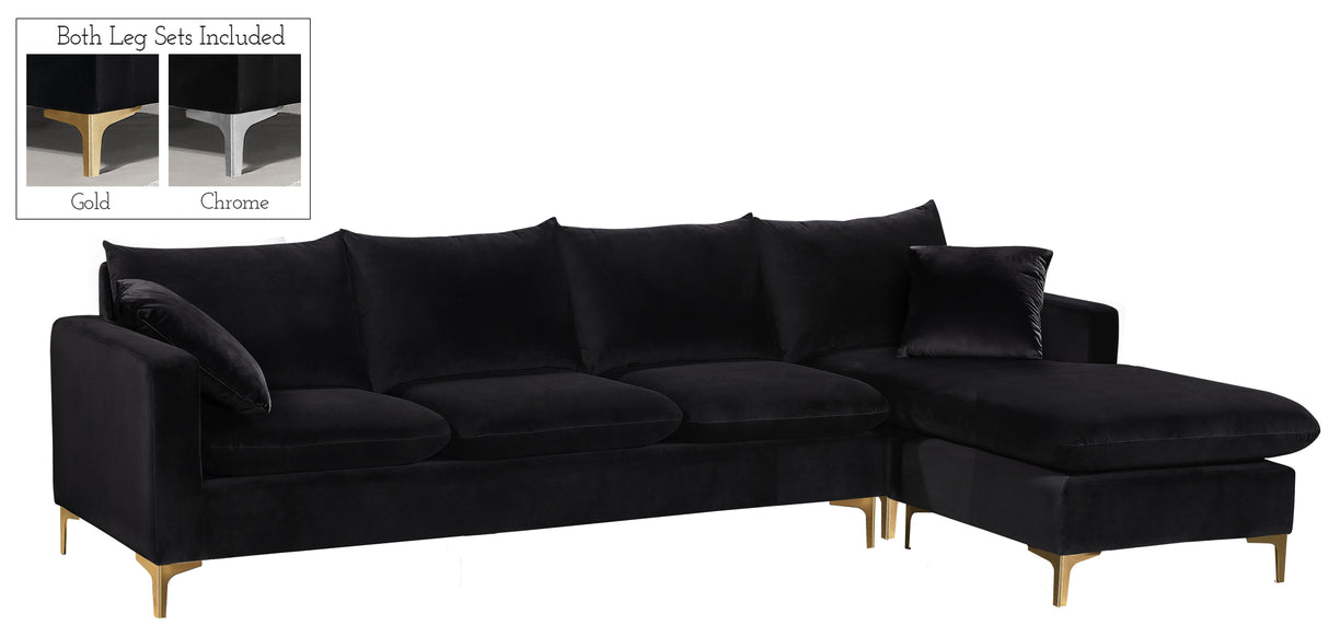 Naomi Black Velvet 2pc. Reversible Sectional - galleria furniture outlet