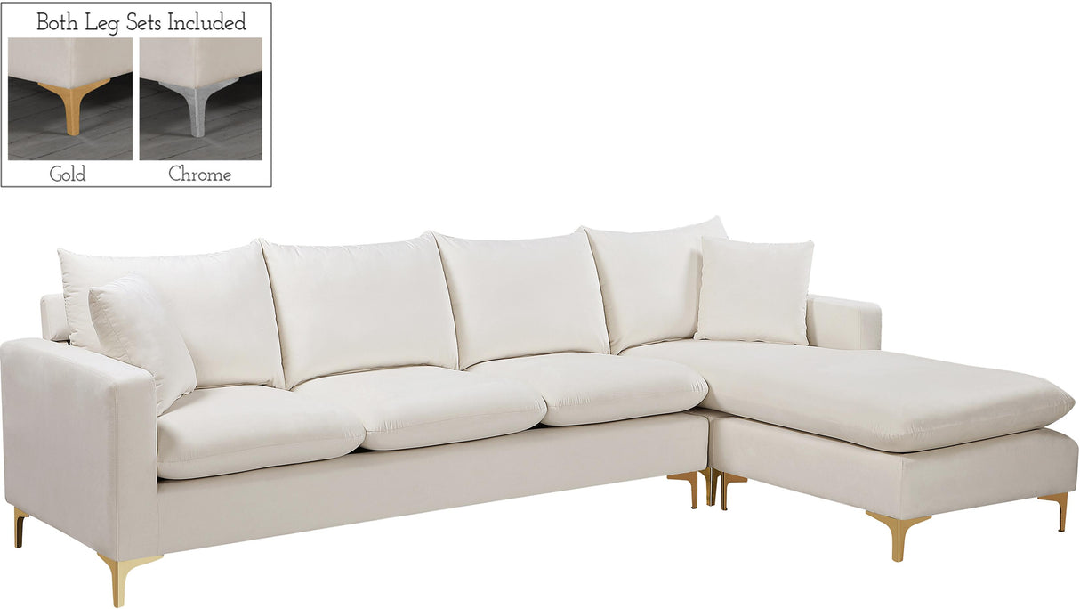 Naomi Cream Velvet 2pc. Reversible Sectional - galleria furniture outlet