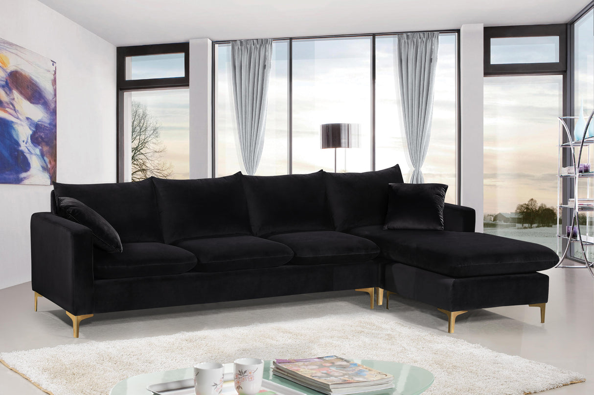 Naomi Black Velvet 2pc. Reversible Sectional - galleria furniture outlet