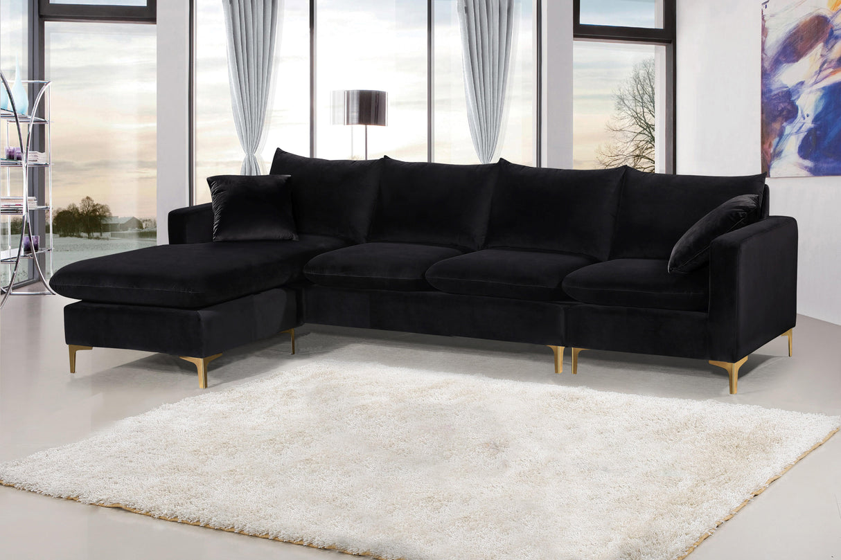 Naomi Black Velvet 2pc. Reversible Sectional - galleria furniture outlet
