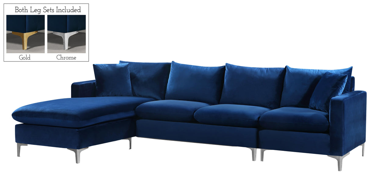 Naomi Navy Velvet 2pc. Reversible Sectional - galleria furniture outlet