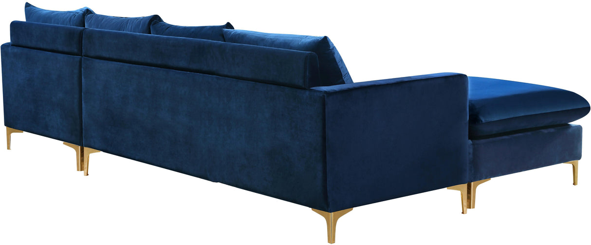 Naomi Navy Velvet 2pc. Reversible Sectional - galleria furniture outlet