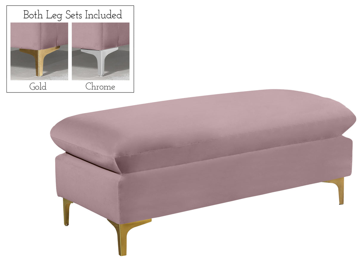 Naomi Pink Velvet Ottoman - galleria furniture outlet