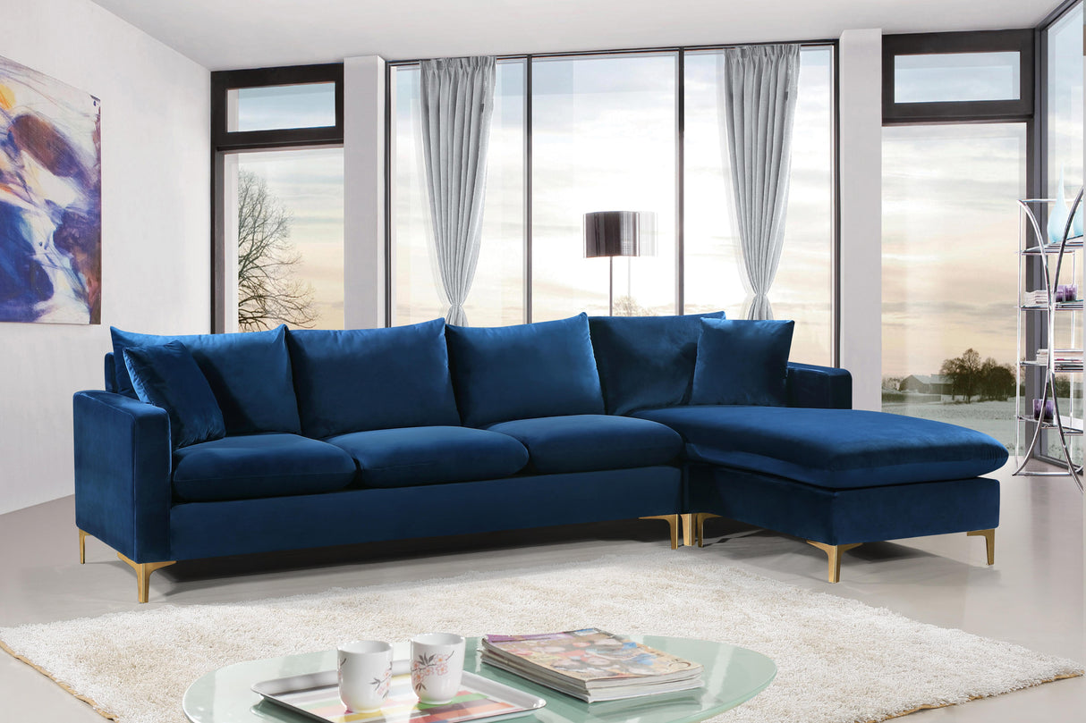 Naomi Navy Velvet 2pc. Reversible Sectional - galleria furniture outlet