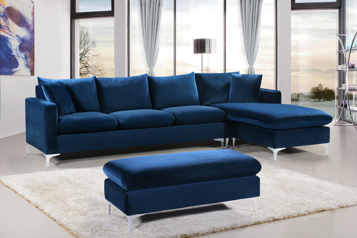Naomi Navy Velvet 2pc. Reversible Sectional - galleria furniture outlet