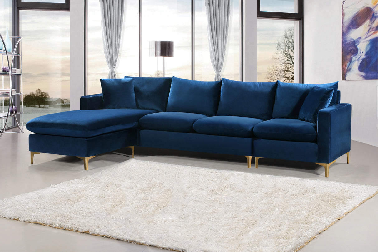 Naomi Navy Velvet 2pc. Reversible Sectional - galleria furniture outlet