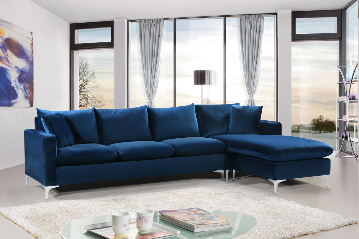 Naomi Navy Velvet 2pc. Reversible Sectional - galleria furniture outlet
