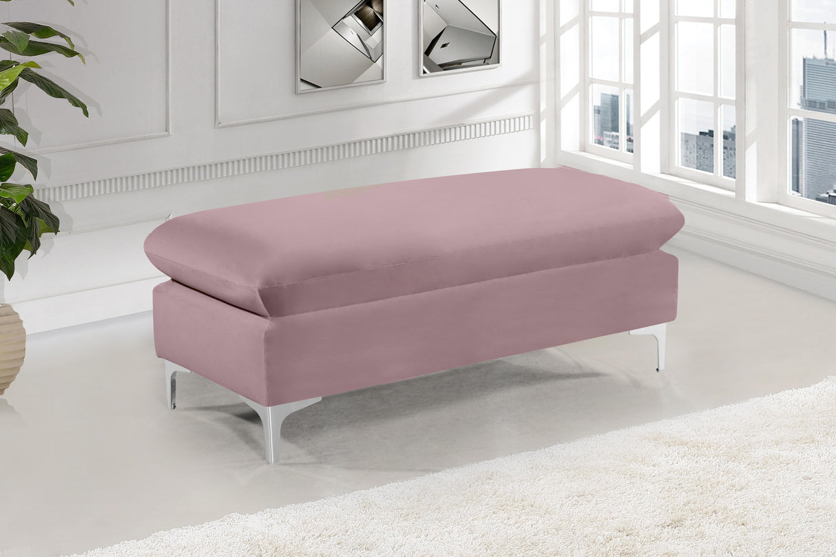 Naomi Pink Velvet Ottoman - galleria furniture outlet