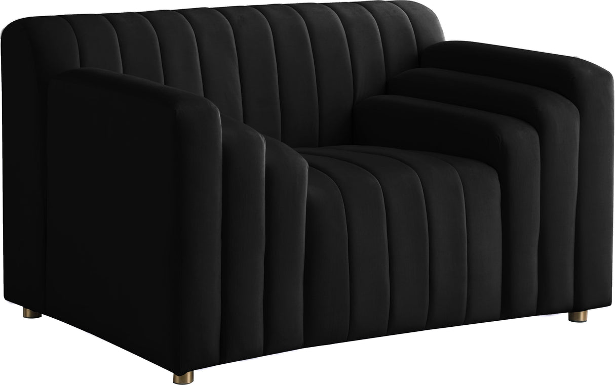 Naya Black Velvet Chair - galleria furniture outlet