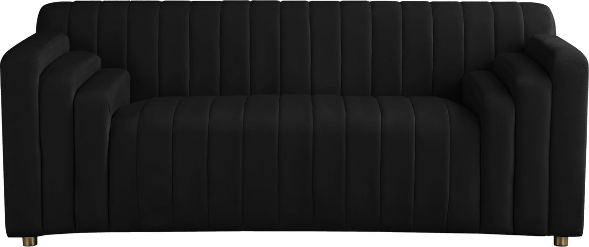Naya Black Velvet Loveseat - galleria furniture outlet